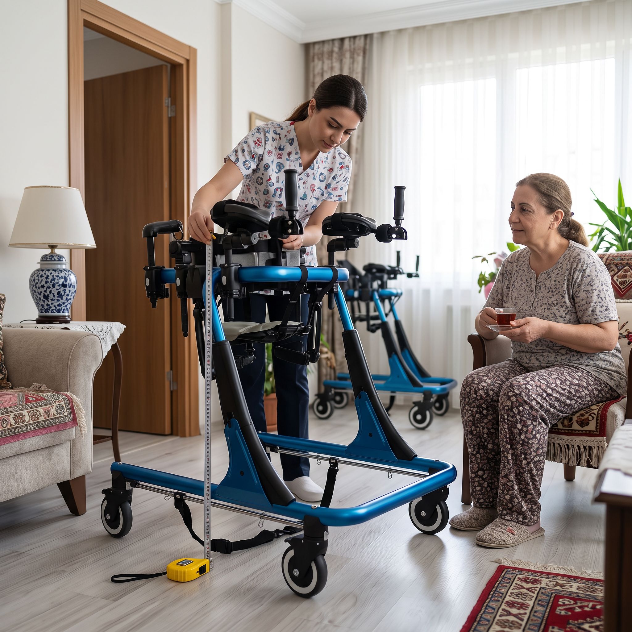 Large ters walker ölçüleri ve taşıma kapasitesi için ölçüm yapılan gerçekçi sahne