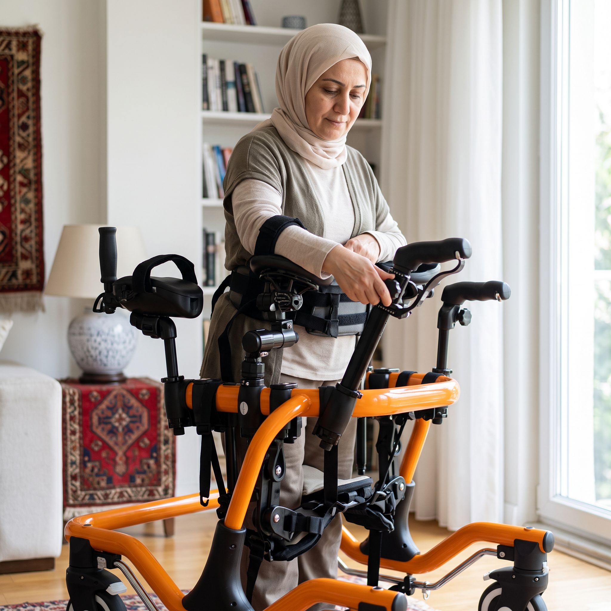 Moxie Walker için doğru yükseklik ayarı yapan bir kişi