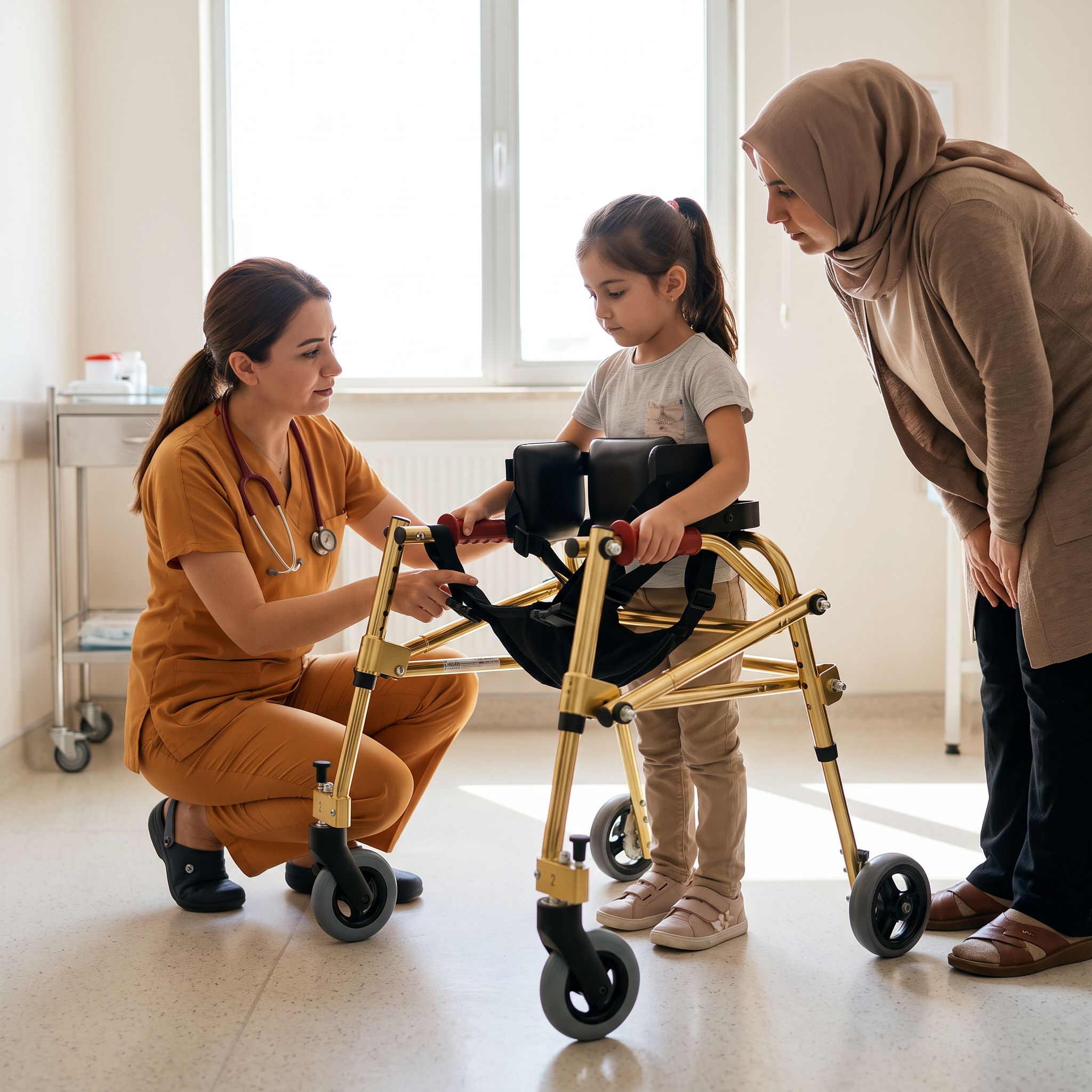 Boy ve kilo ölçüsüne göre ters walker seçimini gösteren gerçekçi sahne