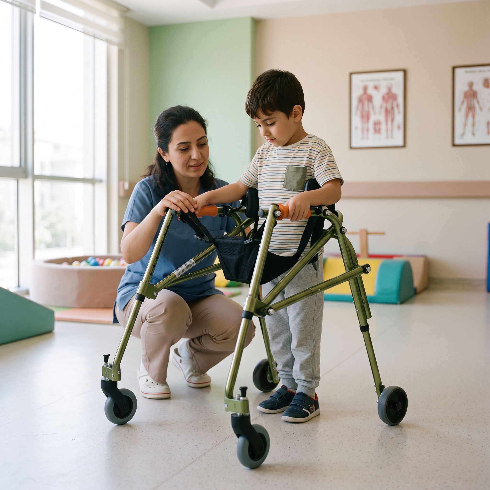 Ters walker ile ön walker farkını anlatan pediatrik ters walker karşılaştırma görseli